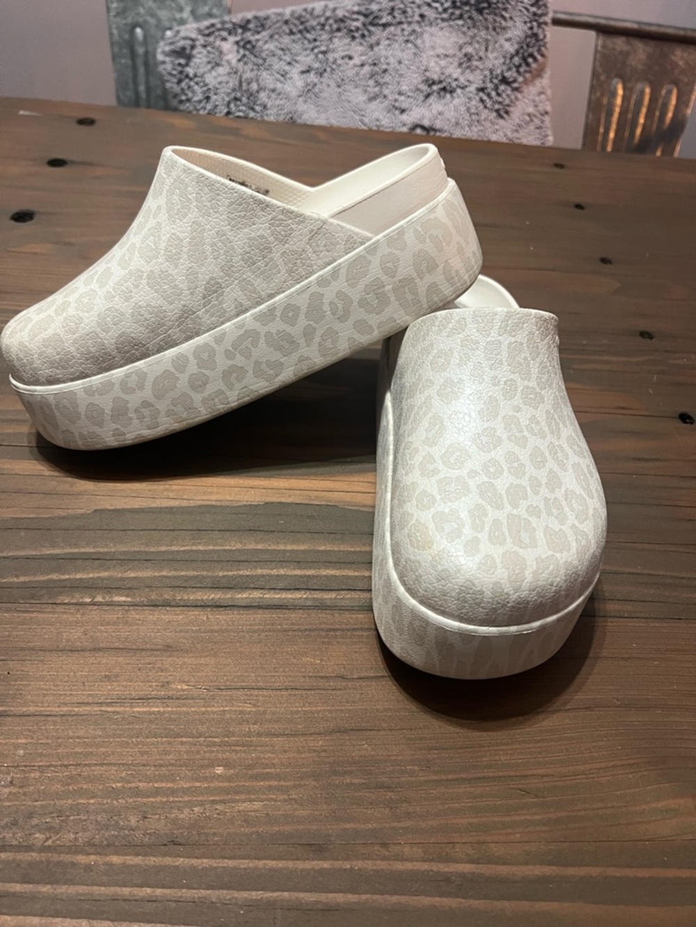 Platform Clog Mules in Light Leopard Print - Women's Shoes